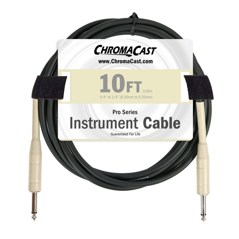 Chromacast 10ft Vanilla Cream 1/4 Inch Instrument Guitar Cable Straight to Straight for Guitar Bass AMP Keyboard Chord, Quarter Inch for Electric Guitar Bass Keyboard Amplifier Speaker - Image 1